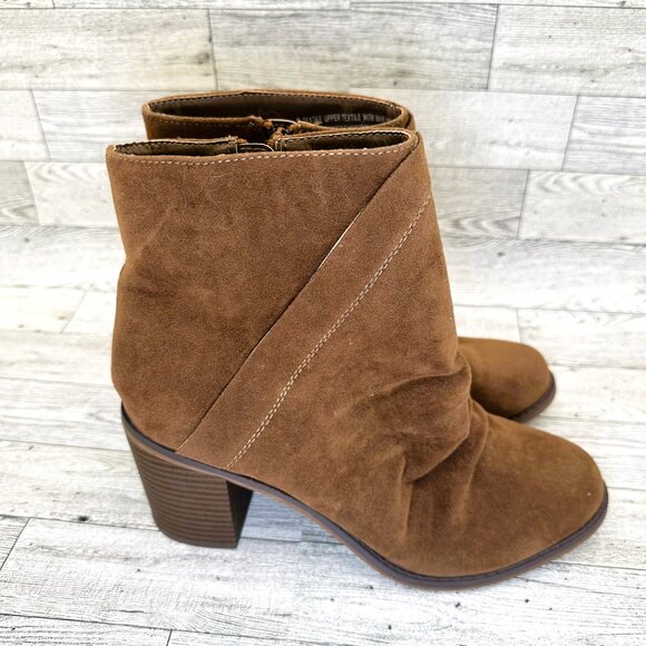 NWT Women's Universal Thread Size 9 Brown Ankle Booties Side Zip 3" Block Heels - Picture 4 of 11